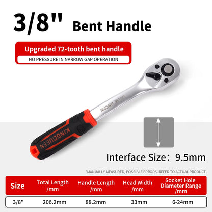 New Frosted Quick Ratchet Wrench Oil-Resistant 72 Tooth Drive 1/4 3/8 1/2 Inch Socket Two-Way Flying Wrench DIY Hand Repair Tool