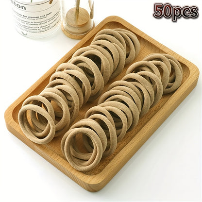 50pcs/100pcs Bulk Pack French-Style Thick Hair Ties for Women - High Elasticity Hair Loops, Thick Hair Friendly Hair Bands for Ponytails, Buns, Braids - Bulk Pack for Salon, Use, Parties (French Style Hair Bands) Beauty Fashion
