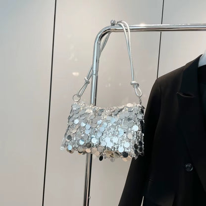 Women'S Sparkling Sequin Evening Shoulder Bag Glittering Gold Silver Secure Zipper Shiny Party Bag for Dinner Ball Handbag