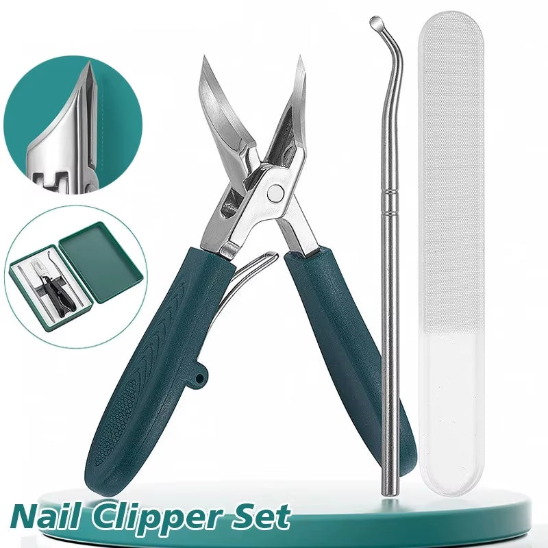 25° Slant Edge Nail Clipper Set Anti-Splash Eagle Beak Oblique Toe Nail Trimmers for Ingrown Toenail Professional Manicure Tools