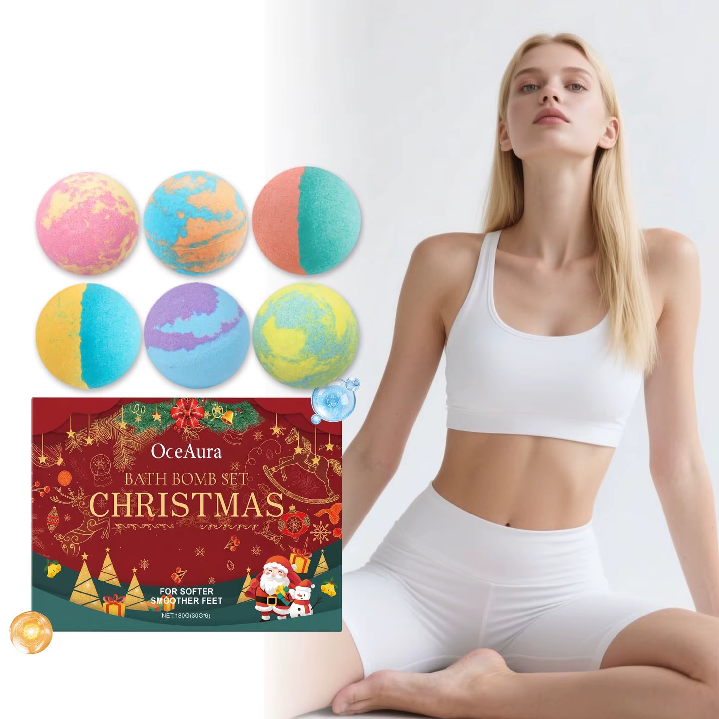 Christmas Bath Bomb Deep Cleansing Remove Dirt Sweat Odor Reduce Grease Lasting Fragrance Essential Oil Bath Balls with Surprise