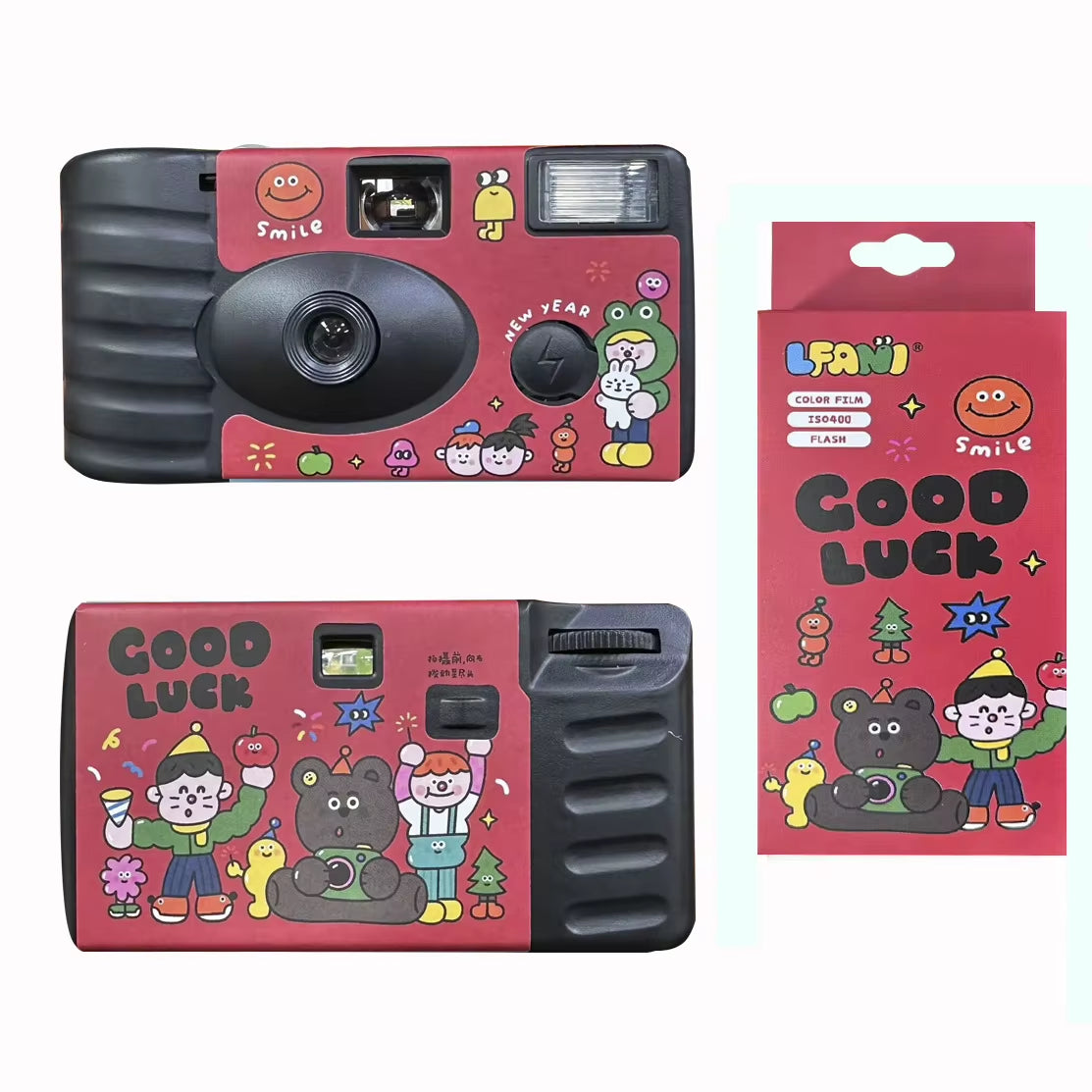 12/27 Sheets Retro Disposable Film Camera Retro Sport Black and White Color Film Dummy Machine with Flash FYE Illustrator Union