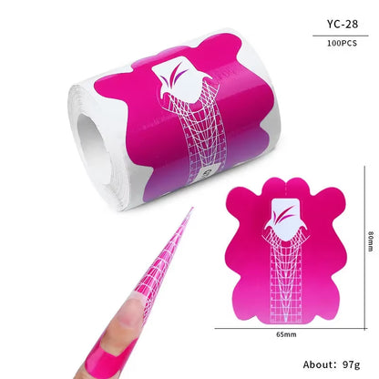 100Pcs Nails Art UV Gel Tips Extension Builder Form Acrylic French Printed Nail Tip Extension Stencil Stickers for Manicure Tool