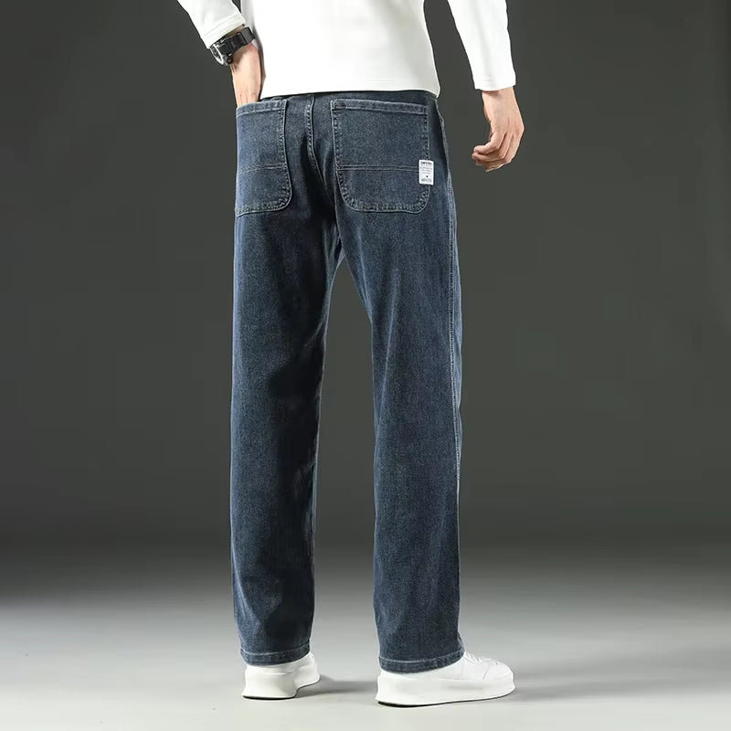 2025 New Spring and Autumn Men'S Jeans, Loose, Comfortable, Straight, Business Casual, Versatile Wide-Leg Business Trousers
