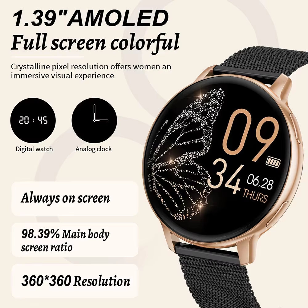 2025 Smart Watch Women Bluetooth Call Custom Dials Watches Blood Oxygen Monitor Sport Men Smartwatch Ladies for Android IOS