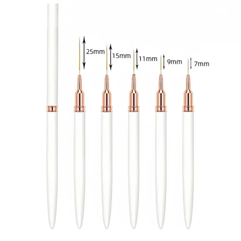 YIKOOLIN 5Pcs Nail Art Liner Brush Set UV Gel Nail Brushes Kits French Stripe Line Painting Drawing Flower Pen Manicure Tool