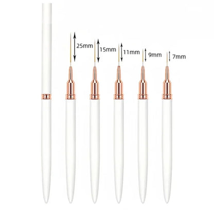 YIKOOLIN 5Pcs Nail Art Liner Brush Set UV Gel Nail Brushes Kits French Stripe Line Painting Drawing Flower Pen Manicure Tool