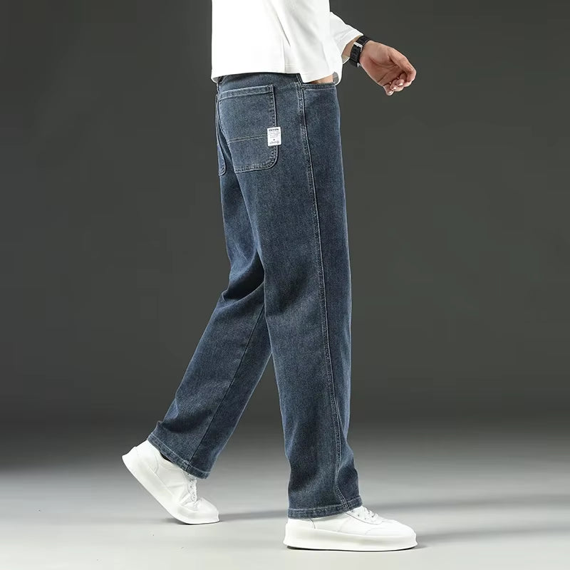 2025 New Style Y2 Spring and Autumn Loose Jeans Men'S Baggy Straight Wide Leg Business Casual Pants Brand Men'S Clothing
