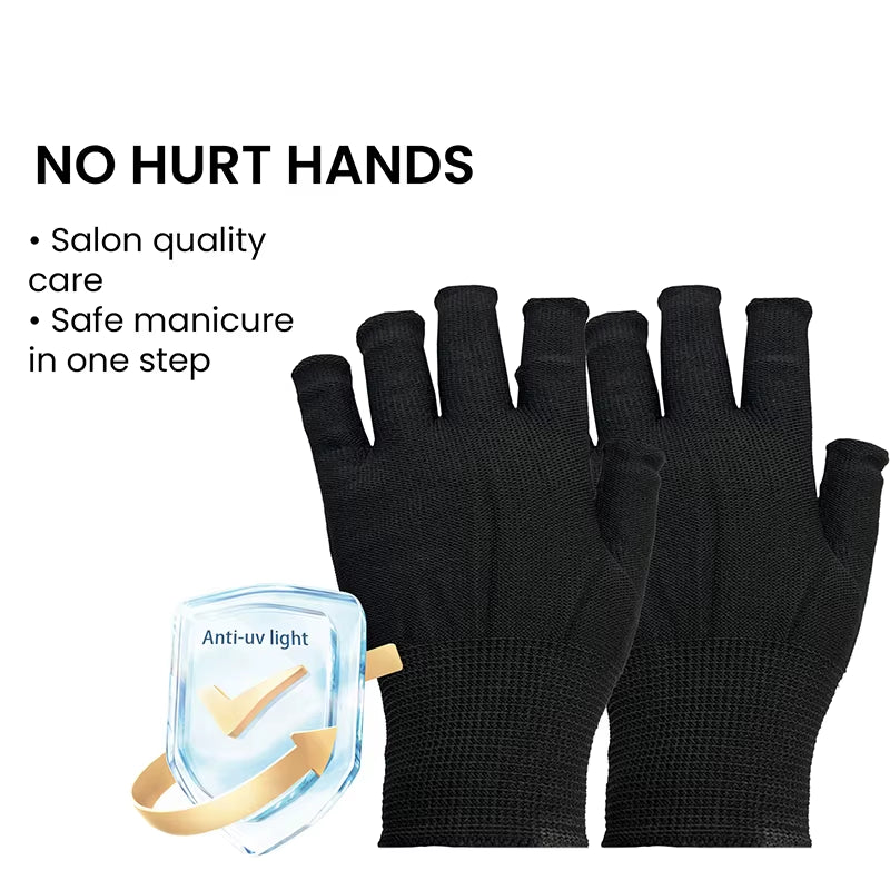 1 Pair anti UV Black Thin Nail Gloves anti Black UV Gel Shield Glove Fingerless Manicure Nail Art Tools LED Lamp Nails Dryer