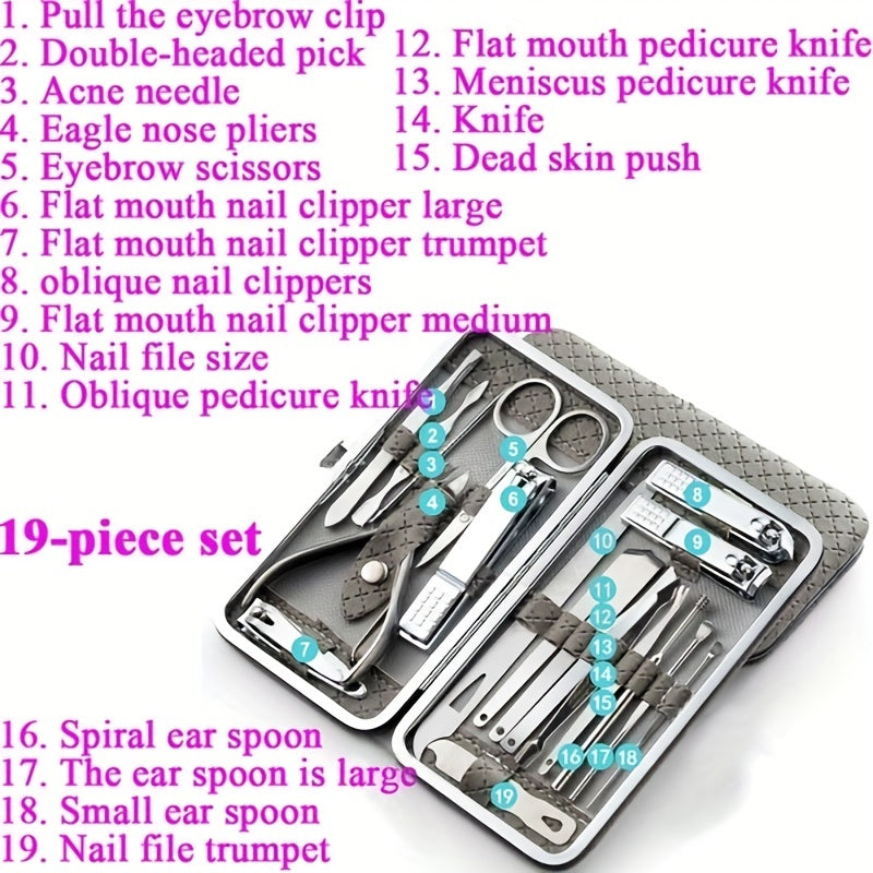 Professional Manicure And Pedicure Set, Nail Clipper Nail Cutter Nail Files Ear Spoon, Beauty Tools Grooming Set with Portable Case, for Nail Care, for Household And Travel Beauty Fashion