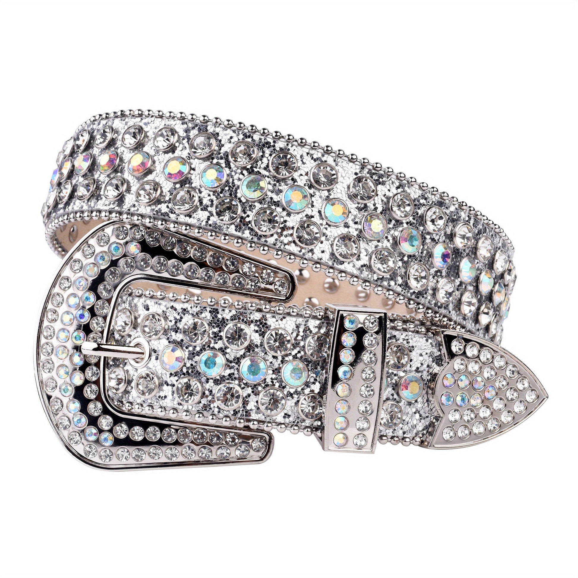 Plus Size Sparkling Y2K Rhinestone Belt - PU Leather Hip Hop Belt with Pin Buckle, Punk Cowgirl Style for Jeans, Pants, and Dresses, Perfect for Music Festivals, Beach, College, and Night Out Beauty Fashion