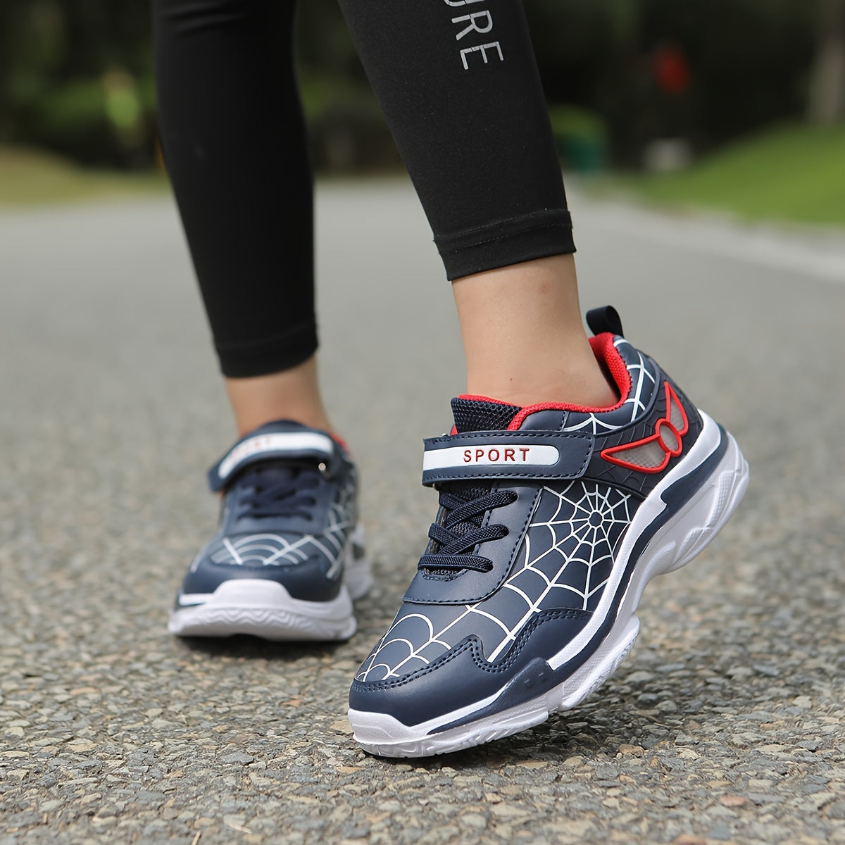 Kids Fashion Sneakers Breathable Lightweight Sport Casual Shoes with Cartoon Spider Web Design, Closure, Low Top PU and Fabric for Boys and Girls – Versatile All-Season Footwear for Outdoor Activities Beauty World Shop