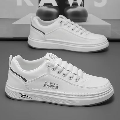 2025 Cool Men Shoes Leather Casual Sneakers Breathable Walking Slip on Platform Shoes Male Flats Rubber Sole Shoes