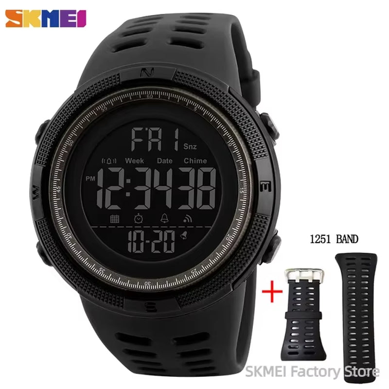 1251 Digital Watch for Men Waterproof Sports Electronic Countdown Mens Wristwatches Military Date Clock 1560 Reloj Hombre