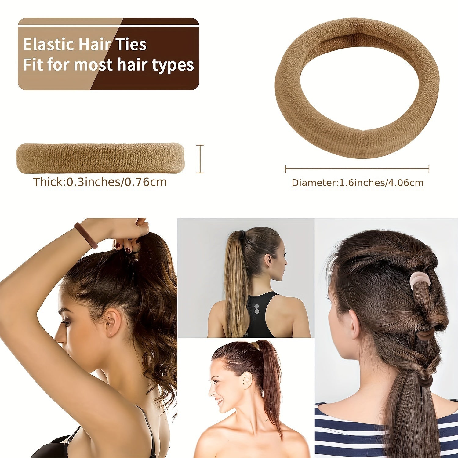 50pcs/100pcs Bulk Pack French-Style Thick Hair Ties for Women - High Elasticity Hair Loops, Thick Hair Friendly Hair Bands for Ponytails, Buns, Braids - Bulk Pack for Salon, Use, Parties (French Style Hair Bands) Beauty Fashion