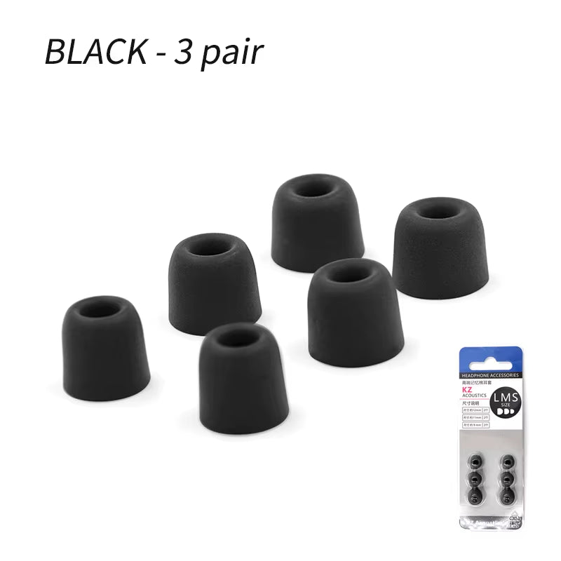 3Pair(6Pcs) Noise Isolating Comfortble Memory Foam Ear Tips Ear Pads Earbuds for in Earphone for  Headphones ZSX Edxpro PR3