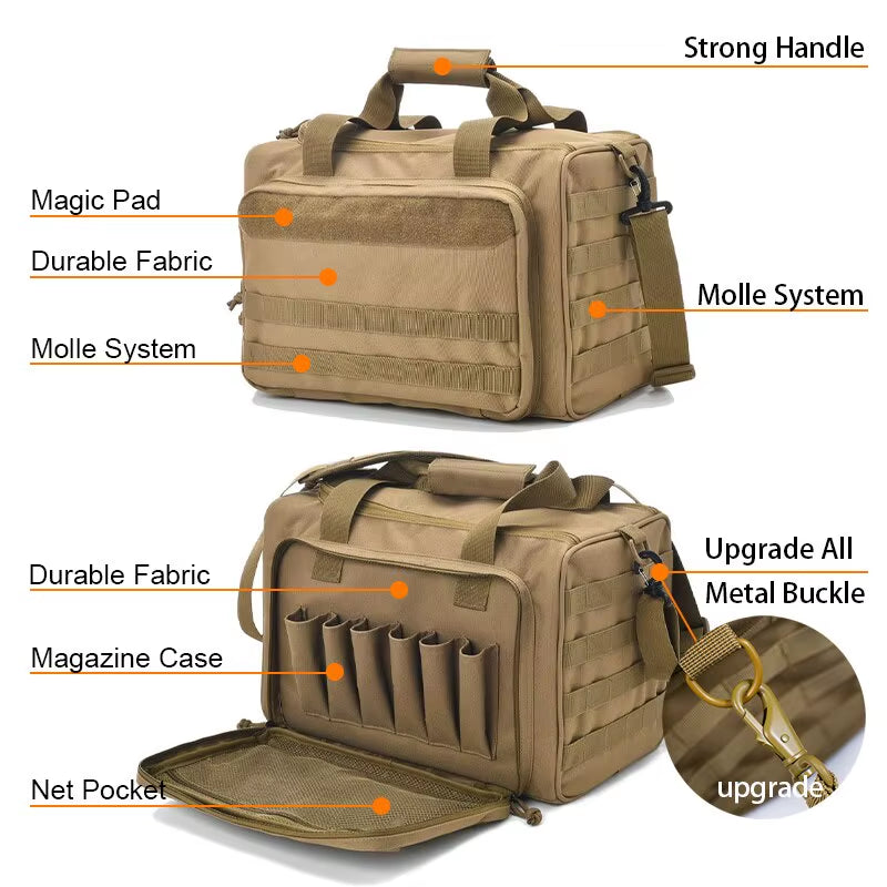 Gun Range Bag Tactical Molle Storage Pouch Men Multifunctional Pack Sports Shoulder Bag Outdoor Hunting Camping Climbing Bags