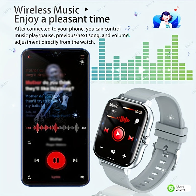 1.83-inch Full Touch Screen Smart Watch for Men And Women, USB Rechargeable, Multi-sport Mode Outdoor Fitness Watch, 180mAh Battery, with Wireless Calling, Remote Camera/music, Message Notification And Dialing, Dual Silicone Beauty World Shop