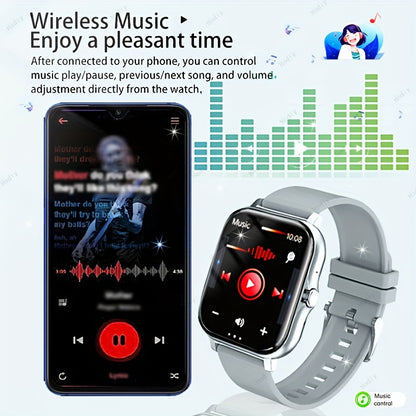 1.83-inch Full Touch Screen Smart Watch for Men And Women, USB Rechargeable, Multi-sport Mode Outdoor Fitness Watch, 180mAh Battery, with Wireless Calling, Remote Camera/music, Message Notification And Dialing, Dual Silicone Beauty World Shop