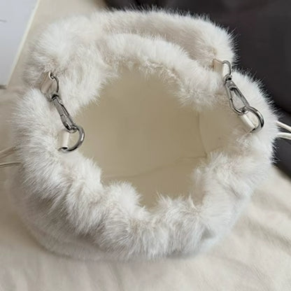 New Trendy Fluffy Commuter Simple Crossbody Bags for Women Fashion Shoulder Handle Storage Bag Texture and Versatile Bucket Bag