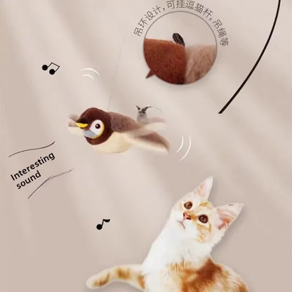 Interactive Cat Toys Rechargeable Bird Chirping Clapbirds Cute Touch-Sensitive Plush Toys with Added Catnip. Accessories Toy For