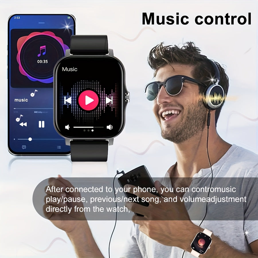 1.83-inch Full Touch Screen Smart Watch for Men And Women, USB Rechargeable, Multi-sport Mode Outdoor Fitness Watch, 180mAh Battery, with Wireless Calling, Remote Camera/music, Message Notification And Dialing, Dual Silicone Beauty World Shop