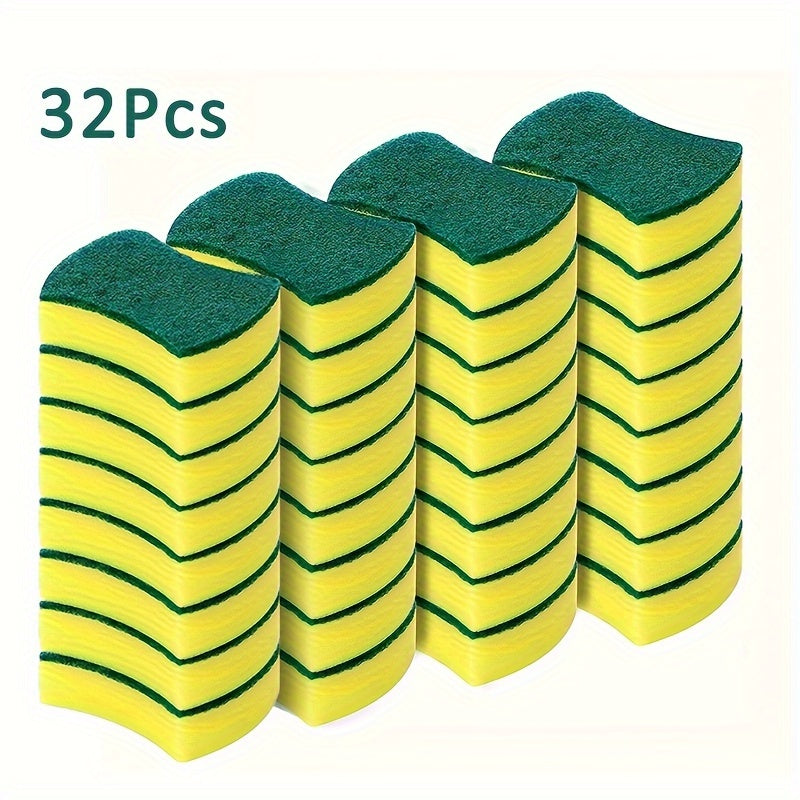 8/16/32pcs, Multifunctional Cleaning Sponge, Double-Sided Scouring Pad For Household Cleaning, Dishwashing Sponge, Premium Kitchen Sponge, Durable Non-scratch Sponge Wipe, Super Absorbent, Cleaning Supplies, Cleaning Tool Beauty Fashion