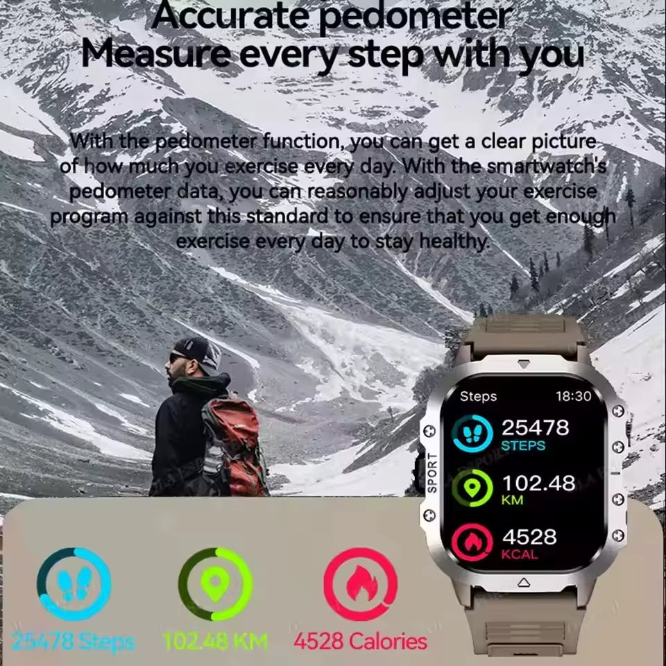 2025 New Smartwatch Men for Women Militray Outdoor GPS Track Sport Watches Heart Rate Sleep Waterproof Smart Watch IOS Android