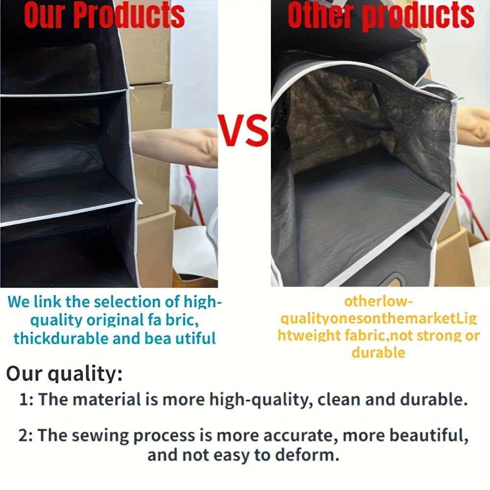 1pc Universal Car Trunk Organizer, Portable Foldable Auto Storage Bag with 3 Compartments, for SUV, Truck, Van, Sedan Beauty Fashion