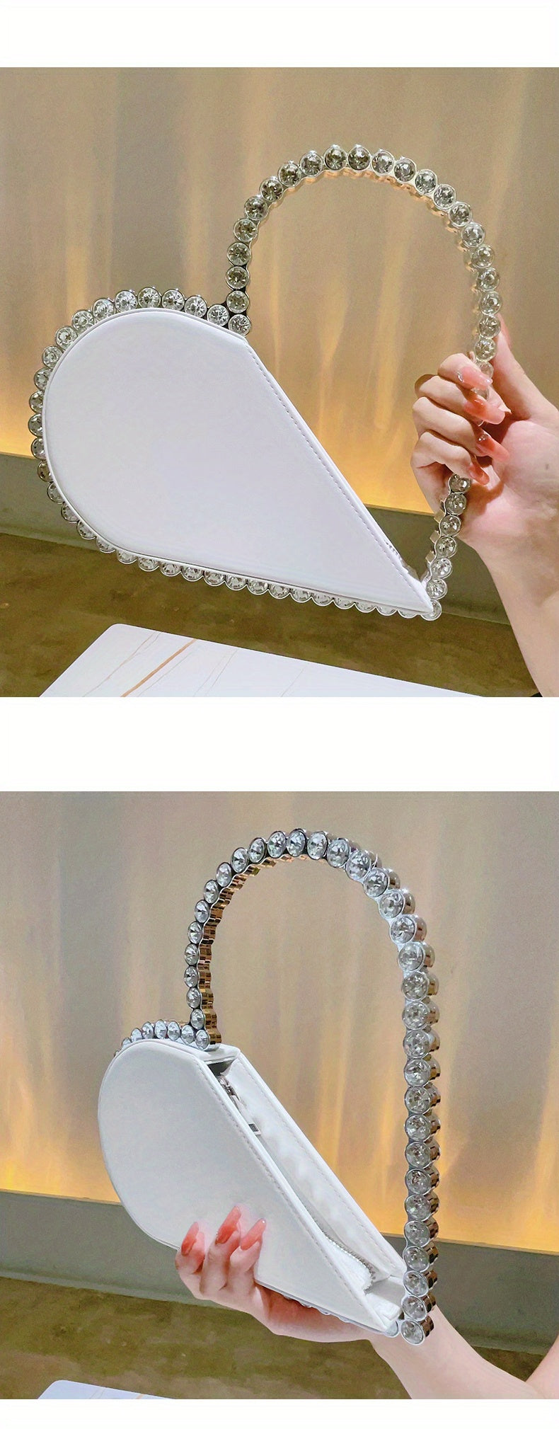 Mini Heart Shape Women's Elegant Evening Bag, Trendy Clutch Purse for Party Prom and Wedding Beauty Fashion