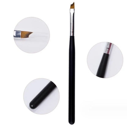 1Pc French Nail Brush 16CM Crescent Oblique French Tip Brush Silver Black Handle French Painting Drawing Tools Nail Art Supplies