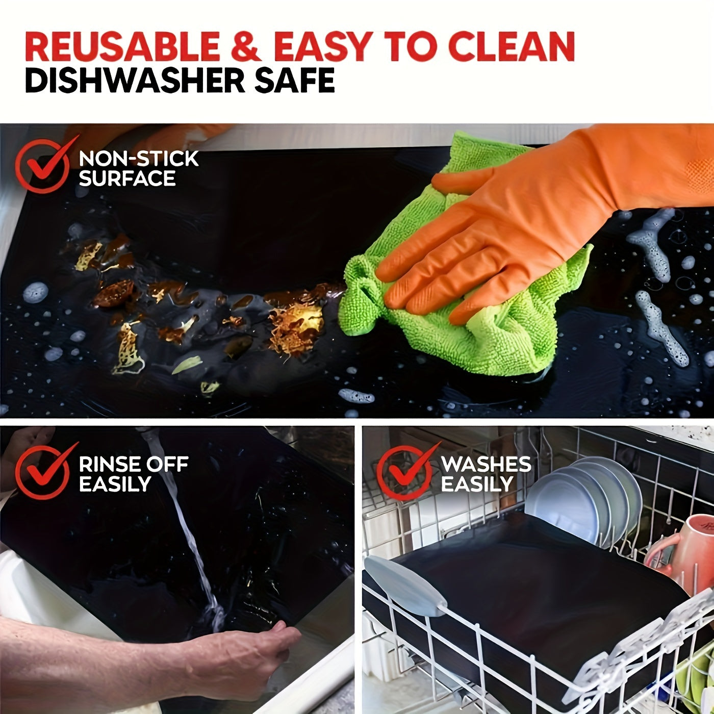 2pcs Heavy Duty Non-Stick Oven Liners for Bottom of Oven - PTFE Food-Safe Drip Trays, Spill & Burn Protection, Easy Clean, Fits Electric/Gas Ovens & Grills, BBQ Party & Vacation Essentials, Grill Accessory, Sleek Design, Reli Beauty Fashion