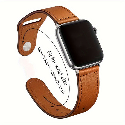 PU Leather Band With Rivet Closure For Apple Watch Series 8/7/6/5/4/3/2/1/SE/Ultra, Vintage Sport Style Strap Fits 38/42/44/45/49mm, Unisex, Adjustable For 5.9"-8.2" Wrists, Single Stud Design Beauty World Shop