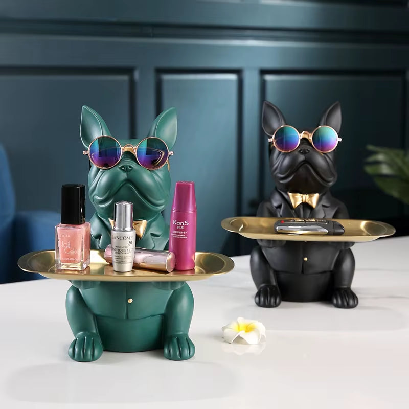 Multi Functional Bulldog Tray Animal Statue Creative Ornament Living Room Bedroom Miscellaneous Storage Home Decoration