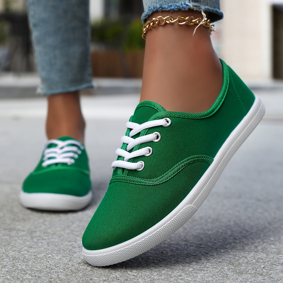Women's Casual Canvas Sneakers, Low-Top Lace-up Walking Shoes, Lightweight & Comfort Sport Shoes Beauty World Shop