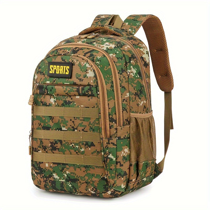 Multi-Pocket Tactical Backpack - Lightweight Nylon Sport & Outdoor Bag for Men and Women, Adjustable Straps, Camo Design, Ideal for Travel, Camping, and Gifts, Outdoor Backpack Beauty World Shop