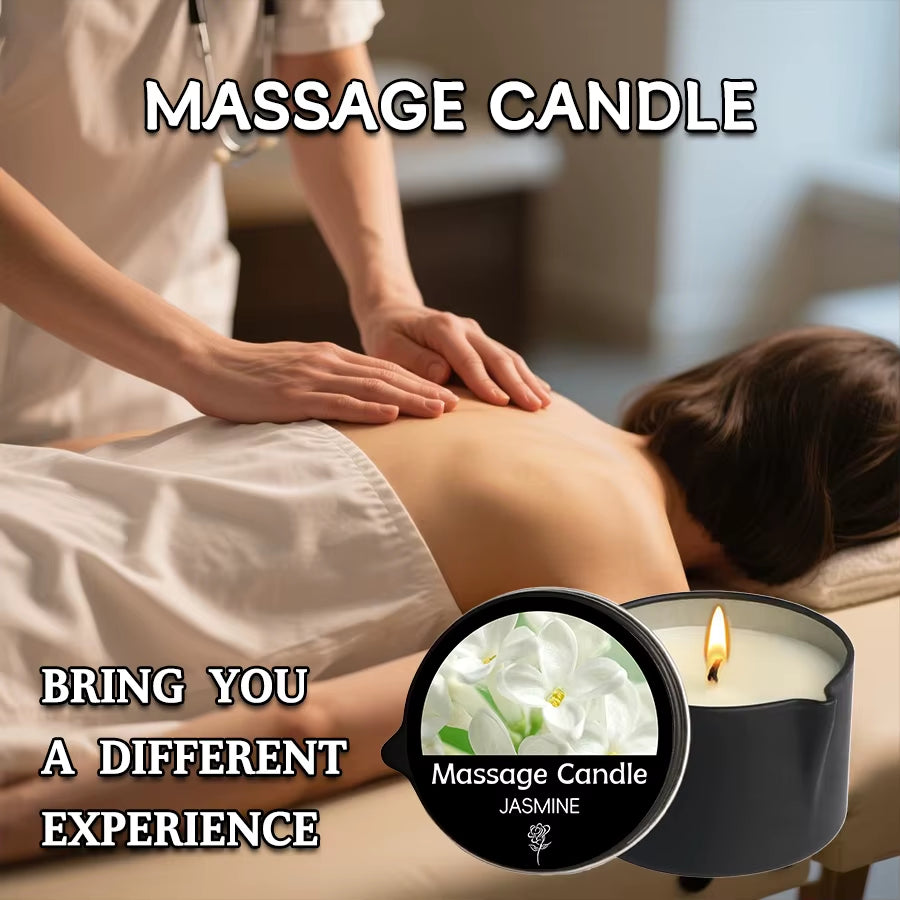 Massage Candle - Essential Oil- Jasmine, 2Oz/56.7G Melts into Warm Massage Oil - Massage Oil Candle, Pour Spout