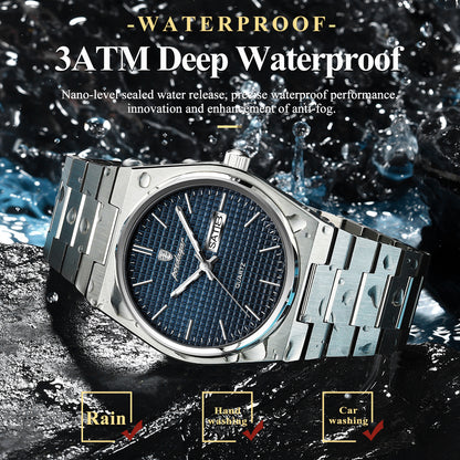 POEDAGAR Men's Luxury Sport Watch, Military Luminous Date Week, Stainless Steel Quartz, Casual Style, Pointer Display, Electronic Movement, Zinc Alloy Case, Stainless Steel Band, Round Dial Beauty World Shop
