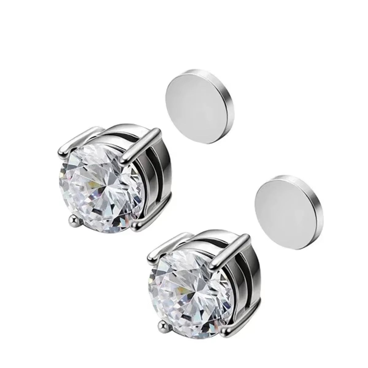 2Pcs Punk Mens Strong Magnet Magnetic Ear Stud Set,Non Piercing Cross Clip-On Earrings Suitable Gifting Boyfriend Lover Jewelry