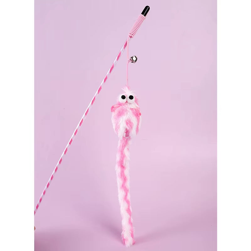 Cat Toys Funny Cat Stick Bouncy Rod Bell Bait Cat Toy Plush Longtail Mouse Stripe Funny Cat Stick Pet Supplies Cat Accessories