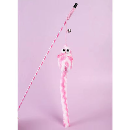 Cat Toys Funny Cat Stick Bouncy Rod Bell Bait Cat Toy Plush Longtail Mouse Stripe Funny Cat Stick Pet Supplies Cat Accessories