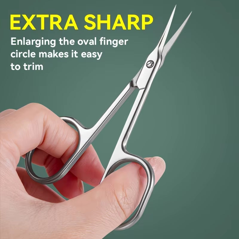 1Pcs Ambidextrous Stainless Steel Curved Blade Cuticle Scissors - 1Pc Nail Clipper for Dead Skin Removal,Unscented Manicure Tool