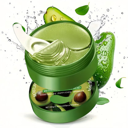 60pcs Avocado And Collagen Eye Mask, Hydrates And Moisturizes The Eye Area, Refines And Firms The Eye Area, Gives The Eye Area a Radiant Glow, Say Goodbye to Dryness And Dullness, Eye Care, Collagen Eye Mask, Moisturizing Eye Beauty World Shop