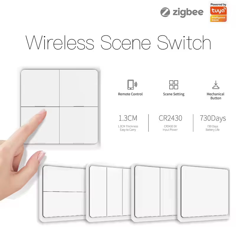 Tuya Zigbee Wireless Scene Switch 12 Control Modes Handheld Push Button 2MQTT Setup Home Automation Scenario Smart Devices
