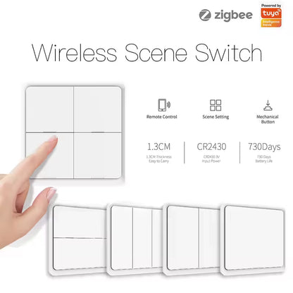 Tuya Zigbee Wireless Scene Switch 12 Control Modes Handheld Push Button 2MQTT Setup Home Automation Scenario Smart Devices