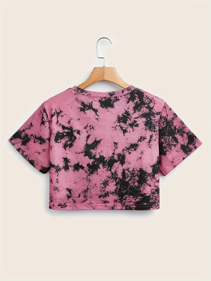 Women's Tie-Dye Short Loose Fit Casual Sport T-Shirt 5pcs Set Beauty World Shop