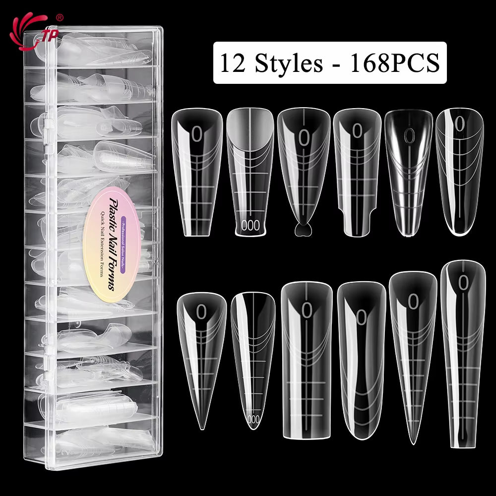 TP Reusable Nail Dual Forms Full Cover Quick Building Gel Mold Sets Acrylic Nails Extension System Manicure Tools 168/180Pcs