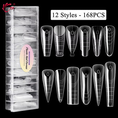 TP Reusable Nail Dual Forms Full Cover Quick Building Gel Mold Sets Acrylic Nails Extension System Manicure Tools 168/180Pcs