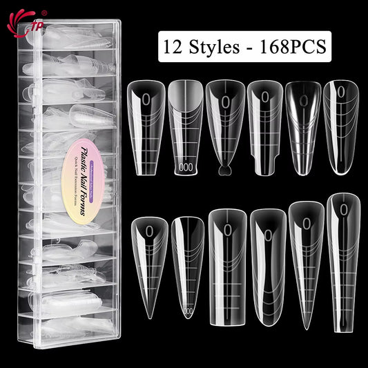 TP Reusable Nail Dual Forms Full Cover Quick Building Gel Mold Sets Acrylic Nails Extension System Manicure Tools 168/180Pcs
