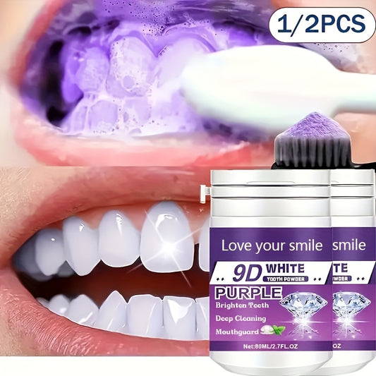 1/2pcs 9D White Purple Teeth Powder - Deep Cleaning & Polishing with Baking Soda, Refreshing Breath, Portable Travel-Friendly Formula, Brightens Smile in 7 Days, for Men & Women Beauty World Shop